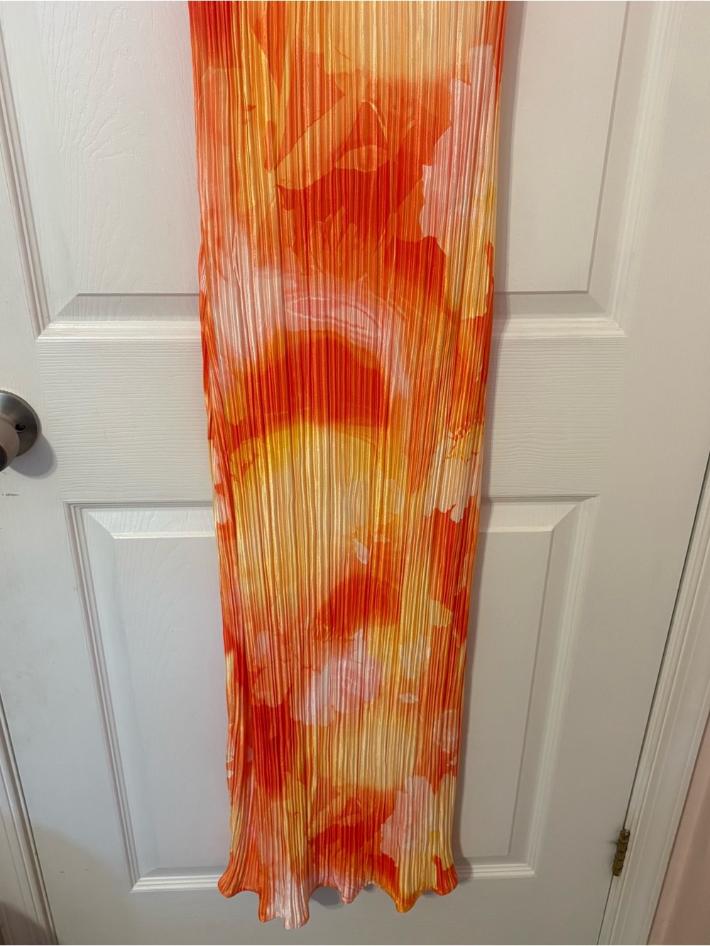 Orange & Yellow Hawaiian Pleated Slip Dress - Picture 2 of 12